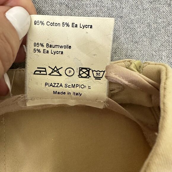 PIAZZA SEMPIONE WOMEN'S AUDREY BEIGE STRATCH STRAIGHT CROPPED PANTS Sz 4/IT 40 - Picture 15 of 16